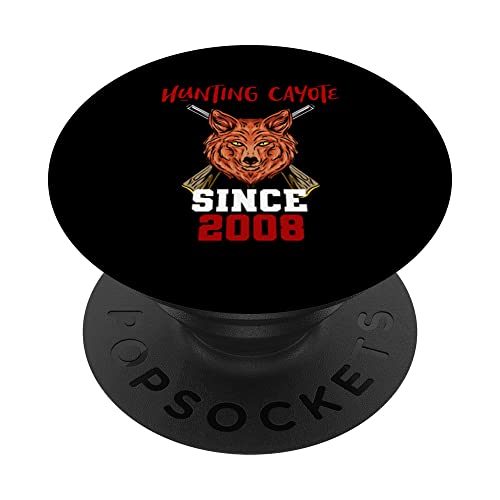 Hunting cayote since 2008 PopSockets Swappable PopGrip, Black