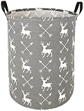 ACMUUNI Round Canvas Large Clothes Basket Laundry Hamper with Handles,Waterproof Cotton Storage Orga