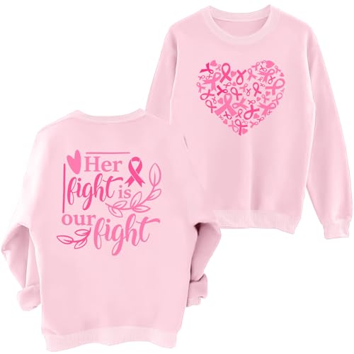 Breast Cancer Sweatshirts for Women In October We Wear Pink Shirt Cancer Awareness Pullover Pink Ribbon Long Sleeve Tops(Love-LightPink, Large)