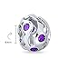 Purple Wave Simulated Amethyst CZ Charm Bead For Women .925 Sterling Silver For European Bracelet February Birth Month