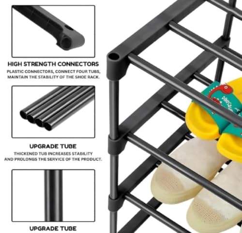 Image of Melanie Shoe Rack 3 Tier Plastic Stand for Home, Space Saving Shoe Organizer Rack for Entryway Bedroom Closet, Durable Shoe Storage Shelf with Plastic Connectors (3 Tier White)