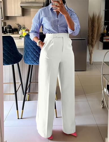 Casual Wide Leg Dress Pants Business Office Trousers with Pockets4
