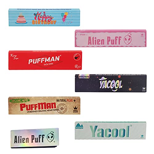 yacool Rolling Papers with Black Fliter Tips Set 6 Pack with 1 Random Gifts