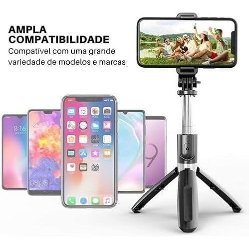 Bastão Tripé Mini 360º Dobrável Pau De Selfie Bluetooth Controle Remoto 3 em 1 Celular Câmera Selfie