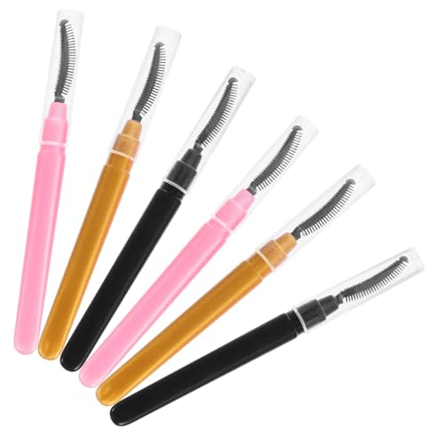 MERRYHAPY 6pcs Soft Silicone Mascara Brush Lash Brush Applicator for Eyelash Extensions Portable Travel Makeup Tools