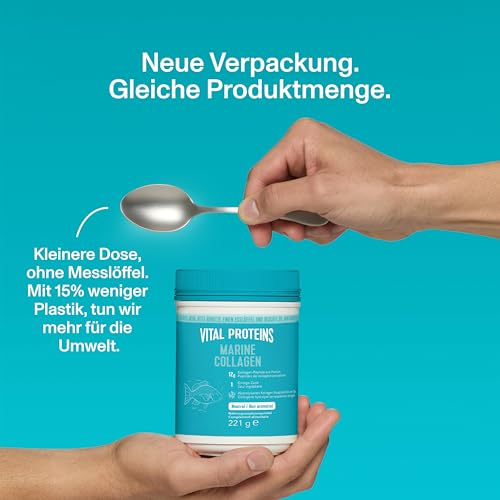 Vital Proteins Marine Collagen 221g – Fisch-Kollagen-Peptide – schöne Haut, Haare & Nägel – geschmacksneutrales Kollagenpulver – hydrolysiertes Meereskollagen Typ 1 & 3