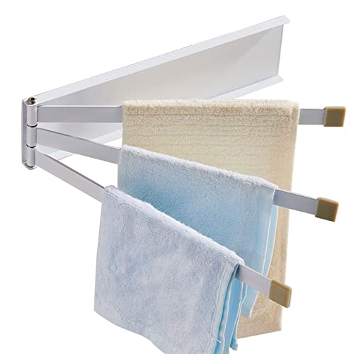 GVGMTAEAVZ Percha Anti Skid Riel Montado Montado 180 Grados Girar Plegado Baño Sirances Soporte de Toalla Toalla de Toalla 3 Capas Adhesivo Inicio Barra DE Toallas(Wit)