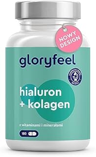 Hialuron + Kolagen, 180 Kapsułek, Kompleks dla Skóry i Włosów z Biotyna, Witamina C, Cynk, Selen i Ekstrakt z Bambusa, Testowane Laboratoryjnie, Wyprodukowano w DE bez Dodatków, Suplement Diety
