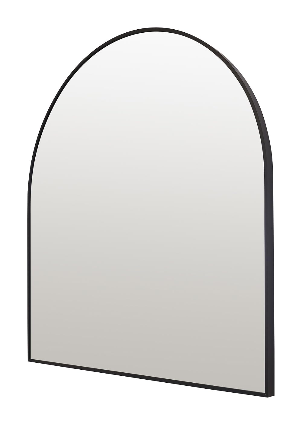 Select Mirrors Liberty - Espejo de tocador grande arqueado con marco fino de aluminio, 80 x 85 cm, color negro, moderno para baño
