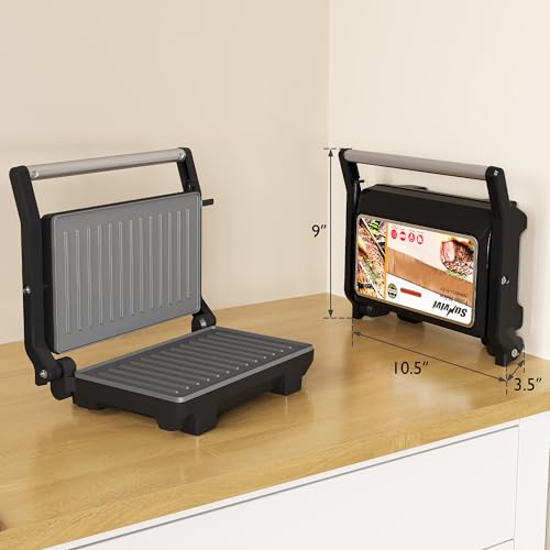 Image of Sunvivi Panini Press Sandwich Maker: Electric Panini Press Grill with Locking Lid, Portable Indoor Panini Maker with Nonstick Plates, 1000W Double-sided Grill with 180 Flat Opening, Easy to Clean