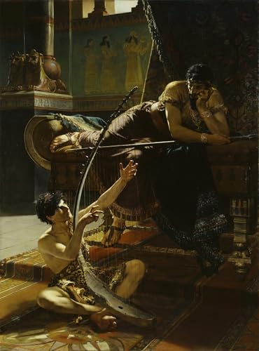 Pintura mural en lienzo de David y Saúl, cuadro decorativo de Julius Kronberg 60x90cm