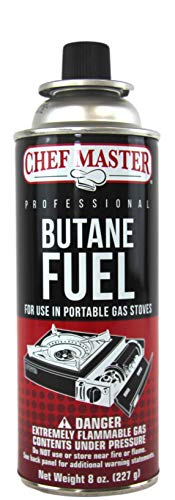 Chef Master 90340 | Pack Of 4 Butane Fuel Cylinders| 8Oz Butane Canisters For Portable Stove | Butane Torch Replacement Canisters #TOP1