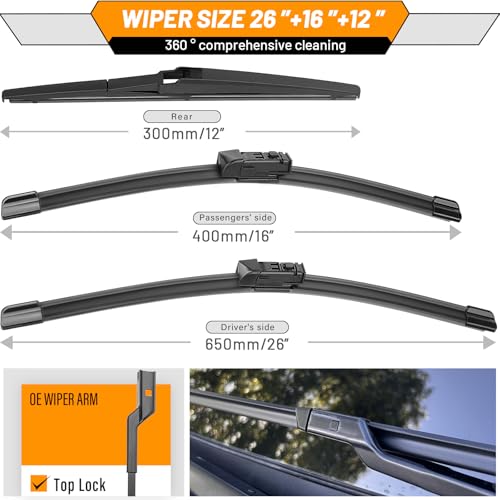 Image of AUTOBOO Windshield Wiper Blade Replacement for Lexus NX200t NX300 NX300h