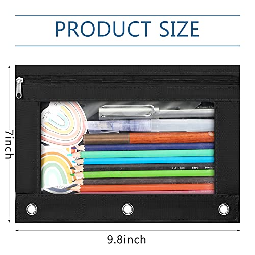 Liphontcta 45 Pack Pencil Pouch 3 Ring Binder Pencil Pouch Cloth Pencil Pouches For 3 Ring Binder Zipper Pencil Case Bag With Clear Window For Storing School Writing Supplies #TOP1