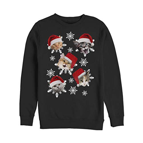 Lost Gods Ugly Christmas - Sudadera para Hombre, diseño de Gato y Copos de Nieve Negro S