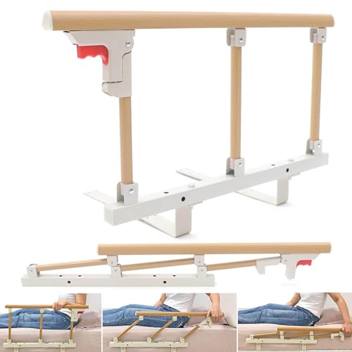 FesFun® Bed Rails Elderly Adults Safety, Foldable Bedside Grab Bars Assist Handles, Collapsible Bed Canes Guards Railings for Seniors, Adjustable Rails Prevent Falling