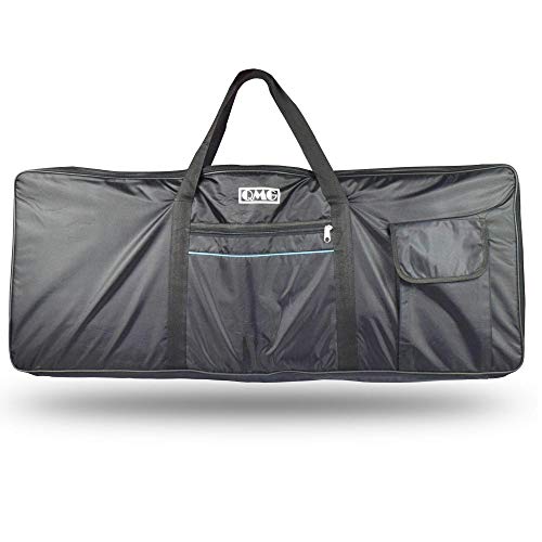 QMG Electric Piano Portable Padded Gig Bag/Case for 61 Key Keyboard with Extra Large Pockets, Made of Nylon, Color: Black, Size 40 x16 x 5