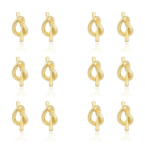 SANDOO I Couldn't Tie The Knot Without You Bridesmaid Earrings - Gold Set of 6 - Knot Earrings Stud for Bridesmaid Proposal Box Stuffers2