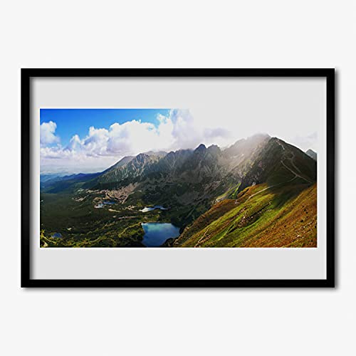 Paysage des prairies de montagnes affiche avec cadre MDF déco nature chambre
