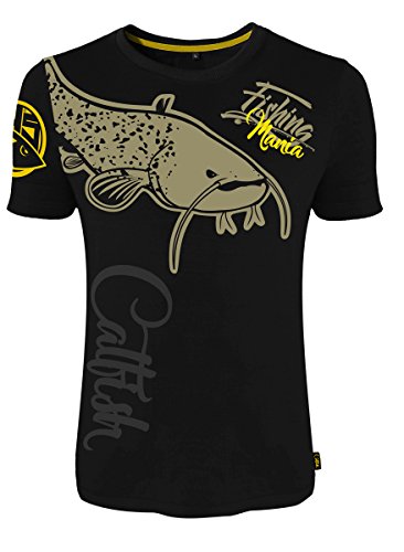 T-shirt design Hotspot Fishing Mania Catfish, T-shirt pour pêcheur du poisson-chat M Noir
