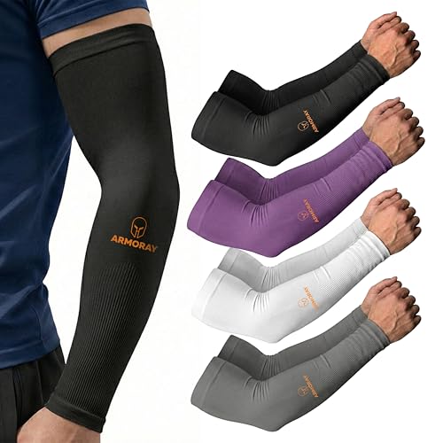 Image of ARMORAY Arm Sleeves for Men and Women - UV Sun Protection Cooling Compression - Tattoo Cover Up Sleeve for Daily Wear & Work
