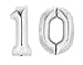 Produktbild HS 60CM Silber Folienballon Zahlen 10 Lufterfüllung