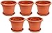 Produktbild 5-er Set Pflanzkübel + Untersetzer Blumenkübel Blumentopf Pflanztopf Rundtopf S - XXL (Braun, 25 cm)
