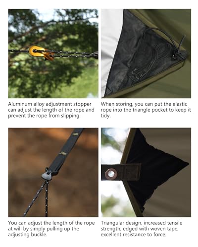 Ultralight Tarp, 14ft Hammock Rain Fly Lightweight Waterproof Camping Tent Tarp with Doors, Bushcraft Tarp Shelter for Backpacking Hiking Camping