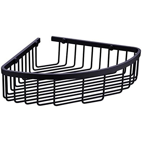 orhemus 304 Stainless Steel Shower Caddy Corner Basket Shelf Bathroom Organizer Wall Mounted Storage, Matte Black Plated Finish Heavy Duty Cover