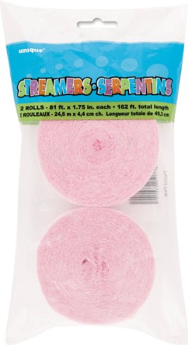 Unique Crepe Streamer 81 Feet 2/Pkg-Pastel Pink