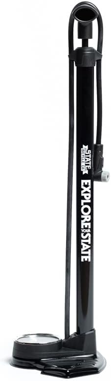 State Bicycle Co. Bike Floor Pump. Portable Bicycle Pump, 26" with Dual-Scale Pressure Gauge. Pump Head for Presta and Schrader Valves, 160 Psi
