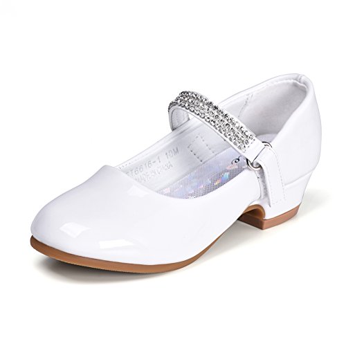 Stelle Girls Dress Shoes Toddler White Flower Shoe Mary Jane Low Heels For School Uniform Wedding Party (Little/Big Kid) (2Ml, T02-White) #TOP3