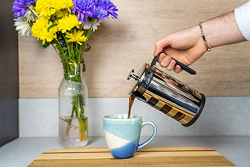 Café Olé FM-06C Amico 600 ml Cafetière French Press Coffee Maker, 5-Cup, Silver