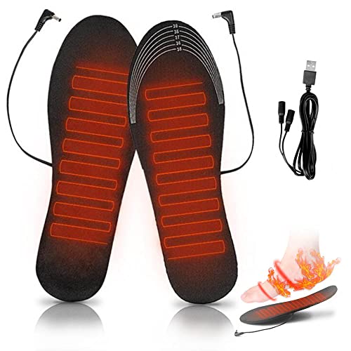 Heated Shoe Insoles,USB Rechargeable Heated Shoe Warmer Electric Heated Heated Shoes Insoles Foot Warmer Multiple Sizes for Women Men Winter Outdoor Hunting/Fishing/Shoveling Snow (L(41-46))