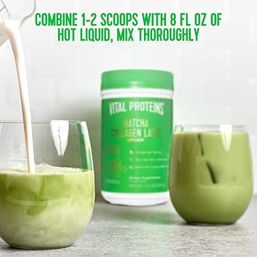 Vital Proteins Matcha Lattes, Matcha Green Tea Collagen Latte Powder, L-Theanine & Caffeine & Mcts - Supporting Healthy Hair, Skin, Nails - Original #TOP2