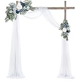 Mohoeey 20ft White Wedding Arch Draping Fabric,Sheer Backdrop Curtains Draps Decorations for Wedding
