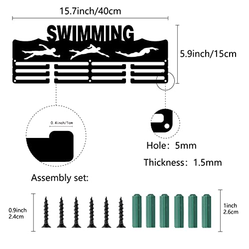 كريت كابين حامل ميداليات السباحة الرياضية للسباح، حامل ميداليات يثبت على الحائط، حامل ميداليات ديكور للمنزل 3 درجات اكثر من 60 ميدالية