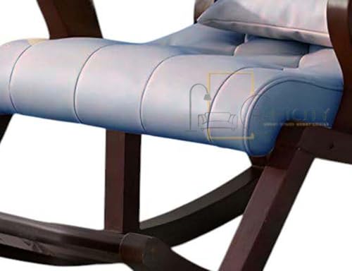 Image of CRAFTCITY Sheesham Wood Elegant Chair with Pillow and Matching Foot Stool /Living Room Chair /Rose Wood Rocking Chair,Pre-Assembled (Swed Grey, Rocking Chair with Ottoman)