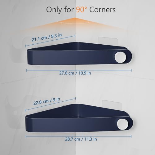 Sotfamily 2 Packs Corner Shower Caddy, Drill Free Shower Corner Shelf with Adhesive Pad, Rust Free Shower Storage for Bathroom, Kitchen, Toilet (Navy) - Image 3