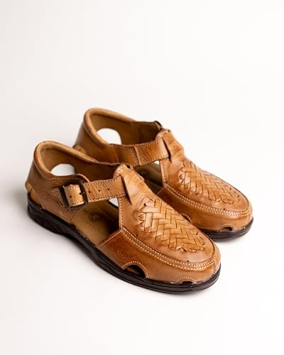 Mexico en la Piel Handmade Leather Fisherman Huaraches for Men - Adjustable Buckle, Comfortable and Lightweight, Breathable, Genuine Leather, Tan Color - Traditional Mexican Shoes2