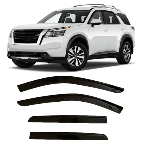 2022-2025 Tape-On Rain Guards for Nissan Pathfinder Side Window Visor Deflectors S SV SL Platinum Rock Creek Smoke Tinted Vent Shades 2023 2024