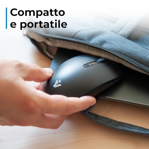VulTech MW-10 Bezprzewodowa mysz optyczna 1600 dpi, 2,4 GHz z 3 przyciskami + kółkiem przewijania + przełącznikiem DPI, oburęczna, do laptopa/komputera/MacBooka, kolor czarny
