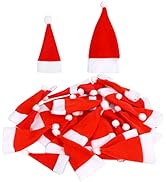 FOIMAS 36pcs Mini Santa Hats,Christmas Santa Hat Wine Bottle Lollipop Cover for Craft Doll Silver...