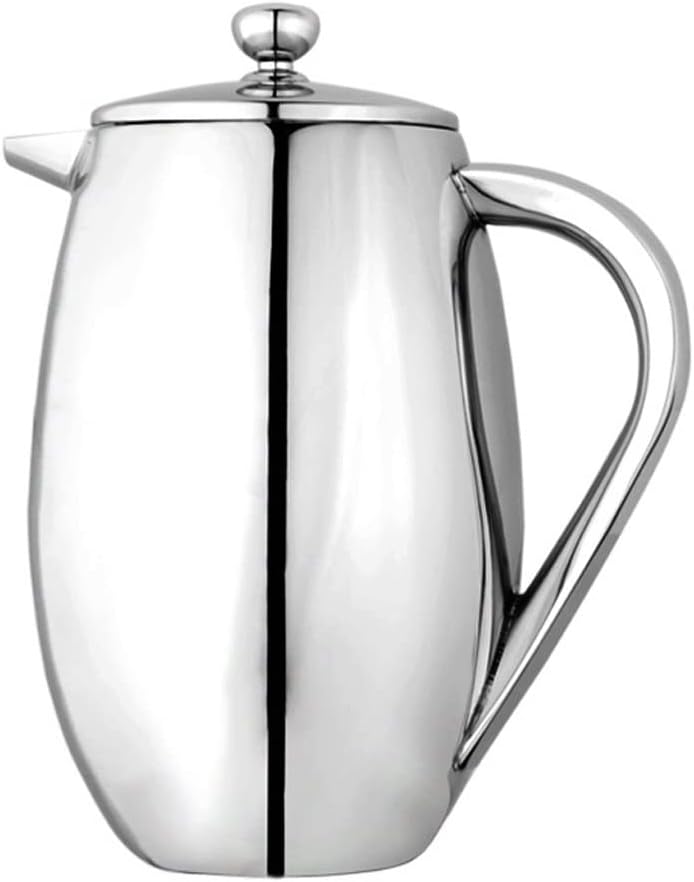 Coffee Pot French Press Coffee Maker Double Walled Coffee Kettle Stainless Steel Moka Coffee Filter Pot Anti-scald (Color : Silver Size : 350ml)