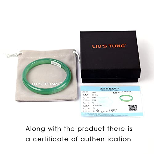 Liu's Tung Jade Bangle Bracelet For Women Girls Classcial Retro Chinese Style Natural Green Agate Bangle (Green, X-Large Size (66-68Mm)) #TOP6