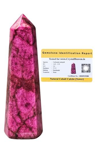 Image of Certified Cobalt Calcite Crystal Tower Obelisk Point For Chakra, Healing And Balancing - Aaa Grade Original Certified Gemstone Agate For Reiki Meditation Yoga Spiritual (2-3 Inches)