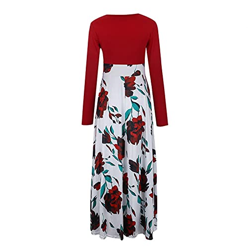CPNG Damesjurk met lange mouwen, lange maxi-jurk met bloemenprint, vrijetijdsjurk - Afbeelding 4