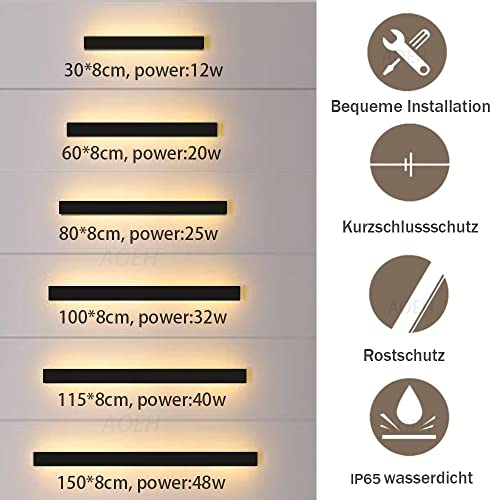 Aplique LED de pared exterior negro de 45W rectangular IP65 4