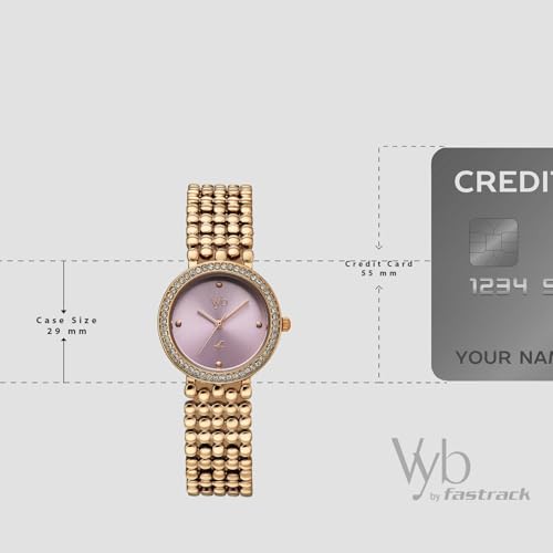 Image of Fastrack Vyb Iconique Quartz Analog with Lavender Dial Rose Gold Strap Watch for Women - FV60111WM02W