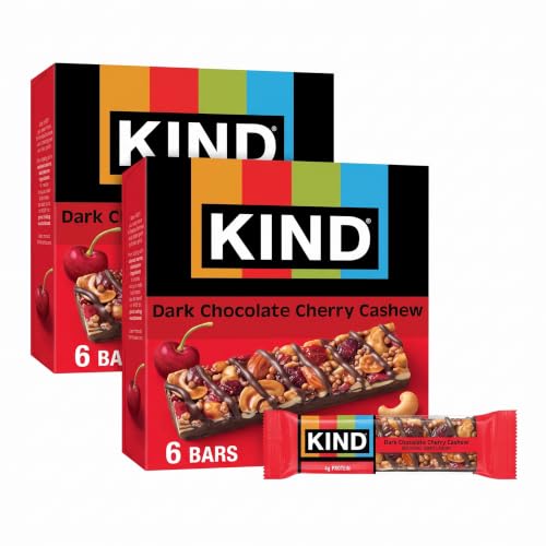 KIND Nut Bars, Dark Chocolate Cherry Cashew, Healthy Snacks, Gluten Free, 4g Protein, 6 Count (Pack of 2)